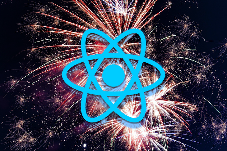 React Logo Over Fireworks