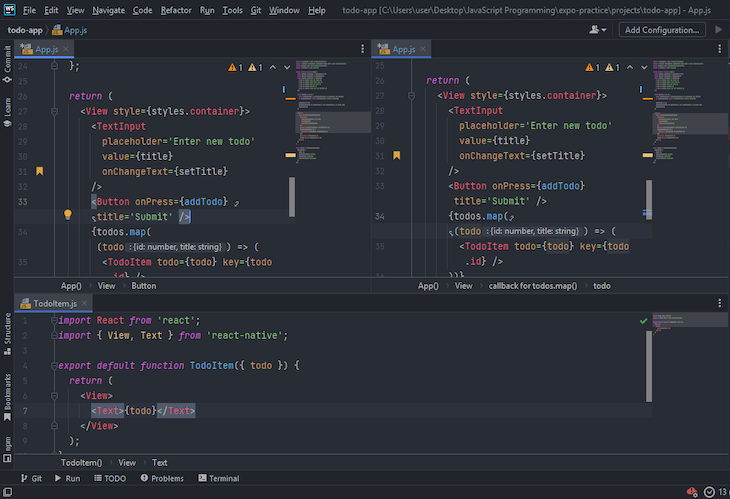 webstorm ide react native android