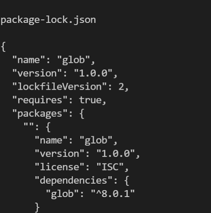 Package Lock Json Glob Output