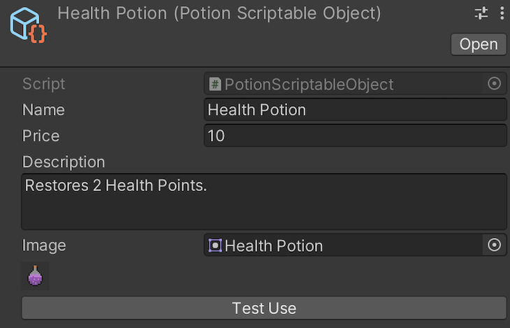 Potion Scriptable Object Example