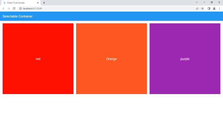 Application interface displays three selectable containers in red orange and purple