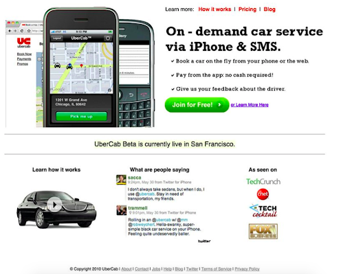 MVP Example: Screenshot Of UberCab Beta App
