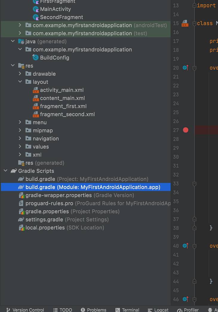 Construir la estructura de archivos de Gradle Android Studio