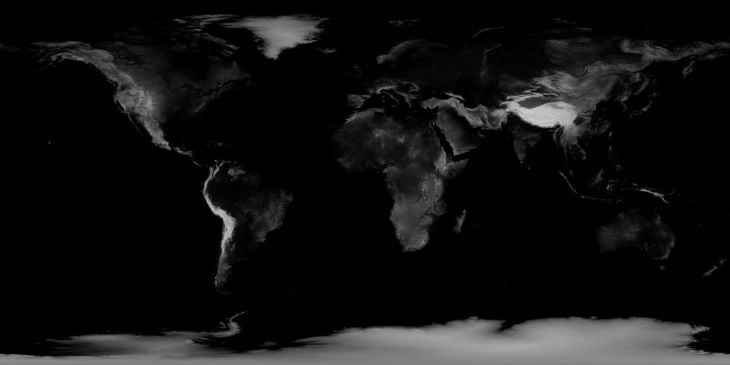 Mapa da Terra em tons de cinza