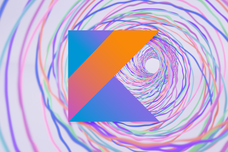 Kotlin Logo Over Colorful Swirl