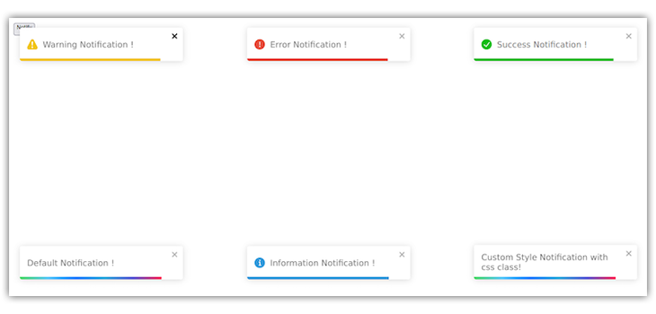 Six Types Of Toast Notifications, Each Shown At A Different Position On The Screen