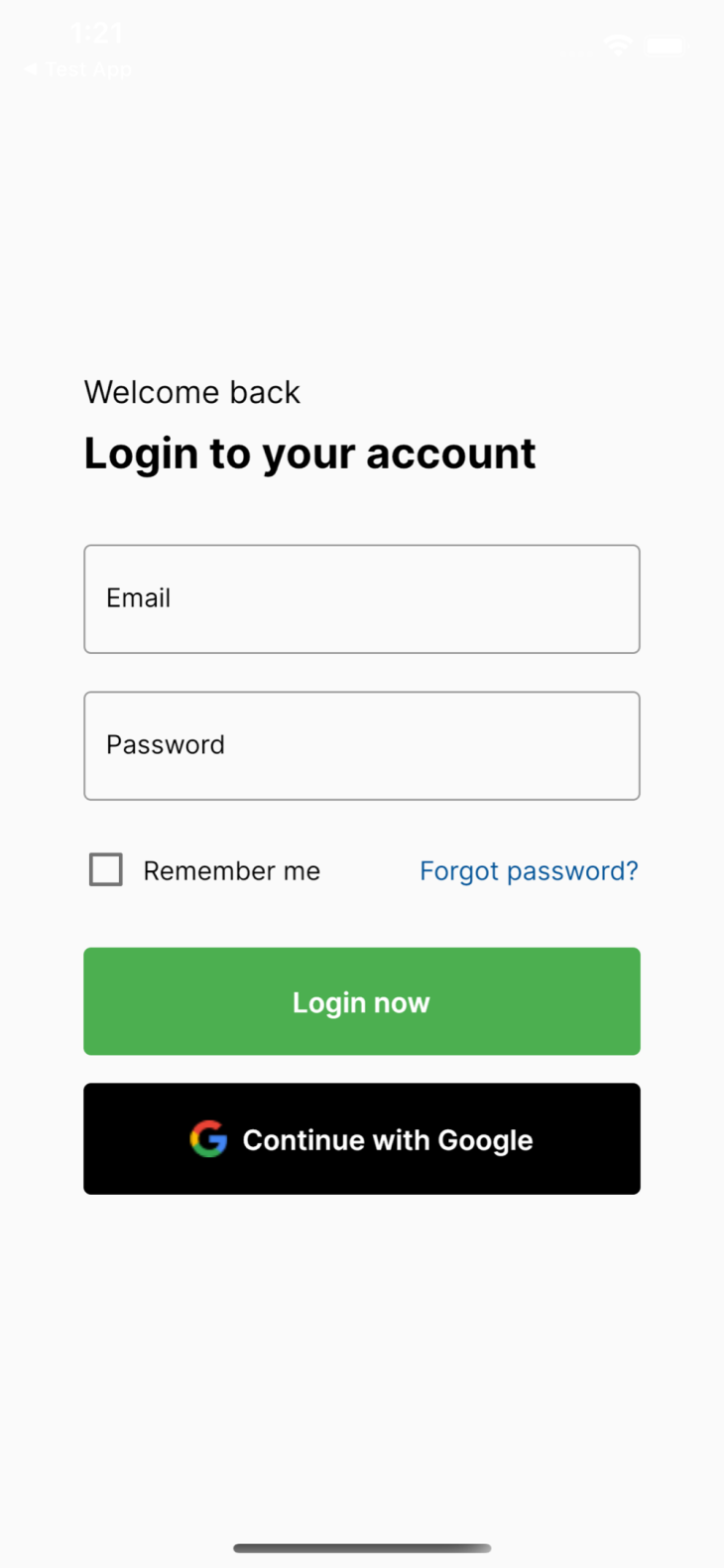 Login Page On Mobile Device