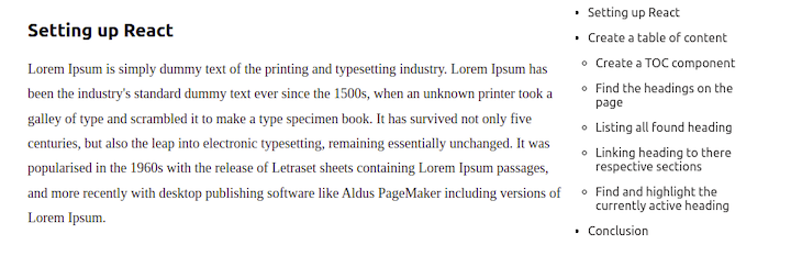 Create a table of contents with highlighting in React - LogRocket Blog