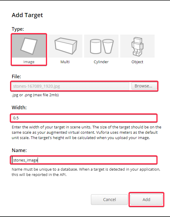 Type, File, Width, and Name Fields