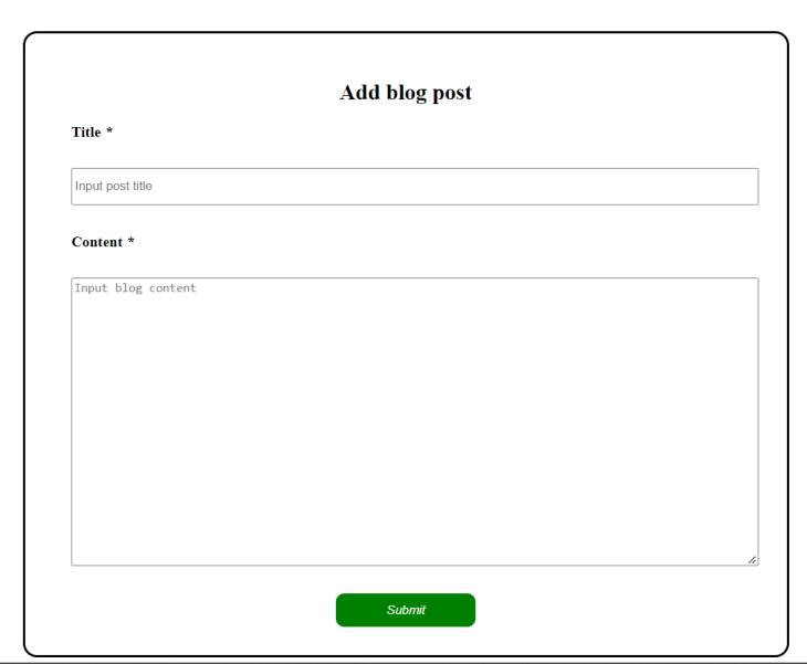 Add blog post page with title box and content box