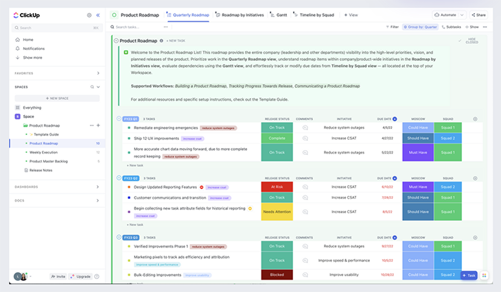 ClickUp Roadmap