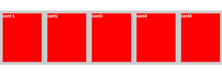 Five Red Cards Of Equal Size Aligned Over Gray Container