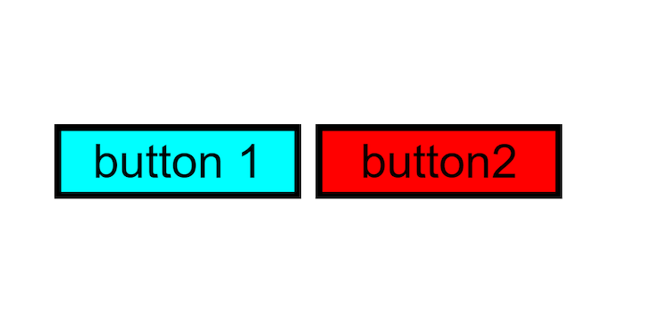 Two Buttons Side By Side Labeled Button 1, Which Is Teal Colored, And Button 2, Which Is Red Colored