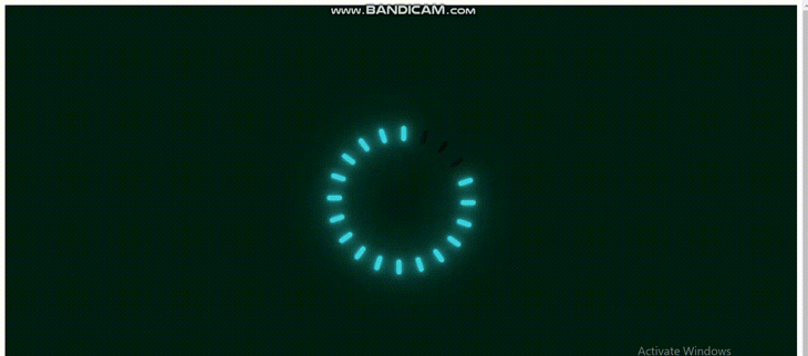 Animated Loading Circle With Dark Green Background And Tick Marks Animated To Light Up In Teal Successively Around The Circumference Of The Circle