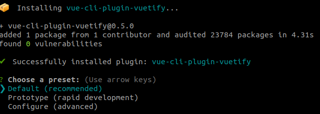 Install Vuetify CLI Plugin