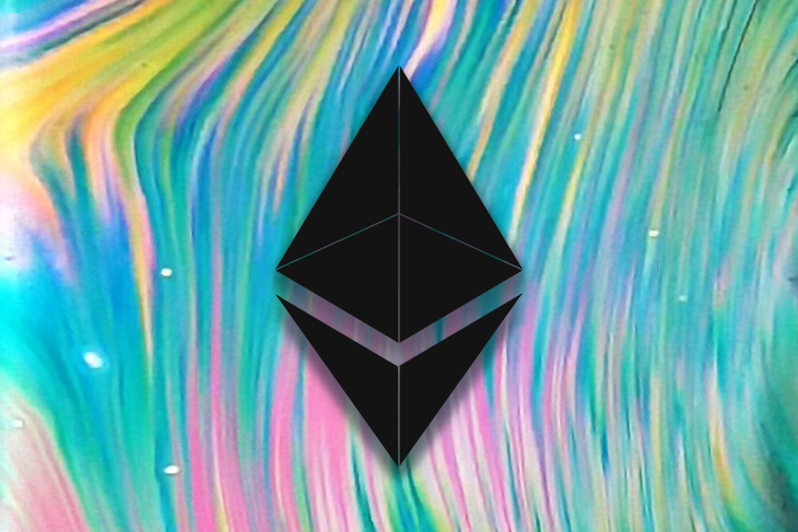 Ethereum Logo Over Colorful Swirly Background