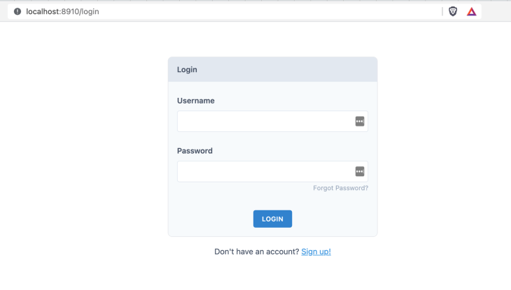 Login page