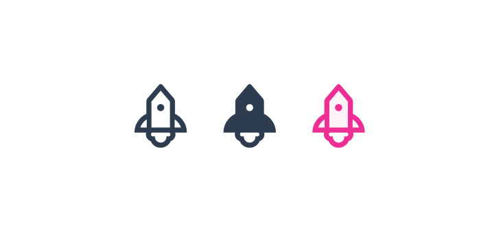 Trois logos de fusée