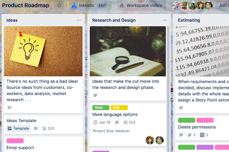 Trello Product Roadmap Tool Example