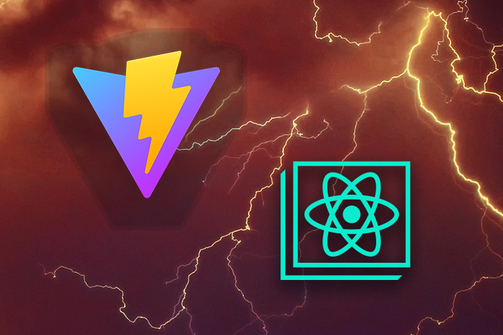 Vite and React Logos Over Lightning