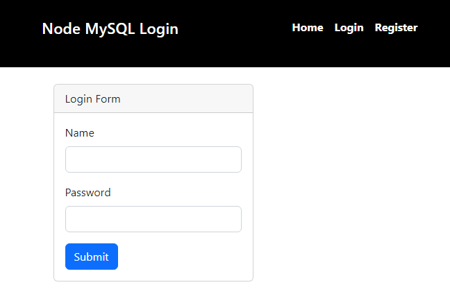 Node.js Login Form With Name and Password