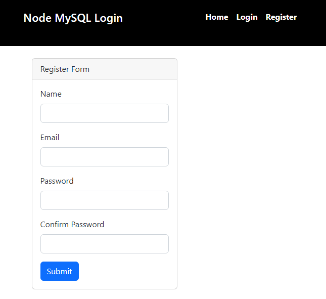 Node.js Login and Registration Form