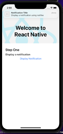 Display a notification using Notifee