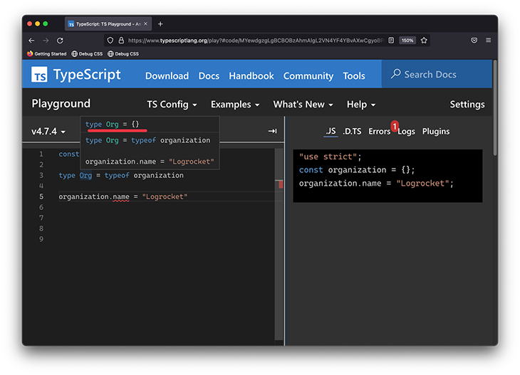 object assignment in typescript