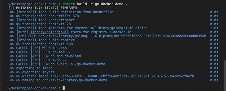 Identify the Docker image using our -t flag