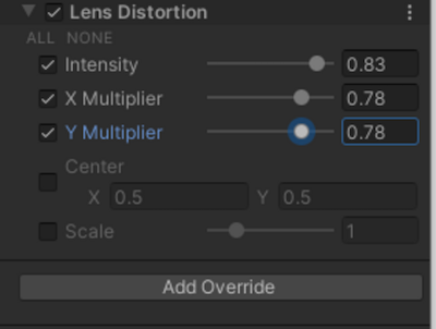 Lens Distortion Effect Settings