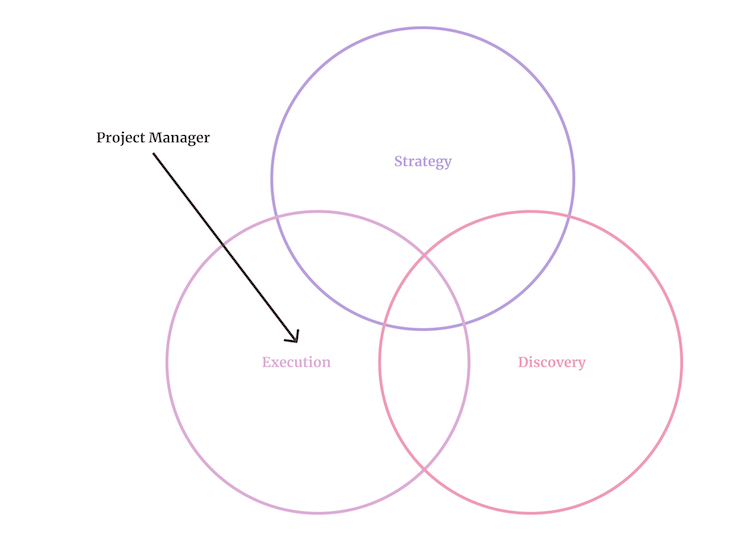 Venn Diagram Placing The Project Manager's Role At The Center Of The Execution Phase Of The Product Development Lifecycle