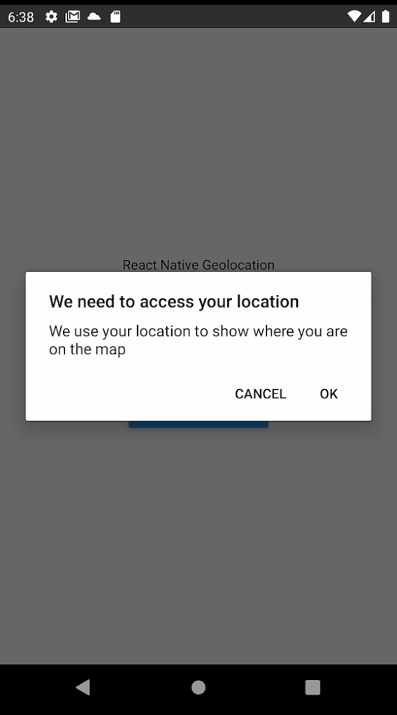 React Native Access Location Data Prompt