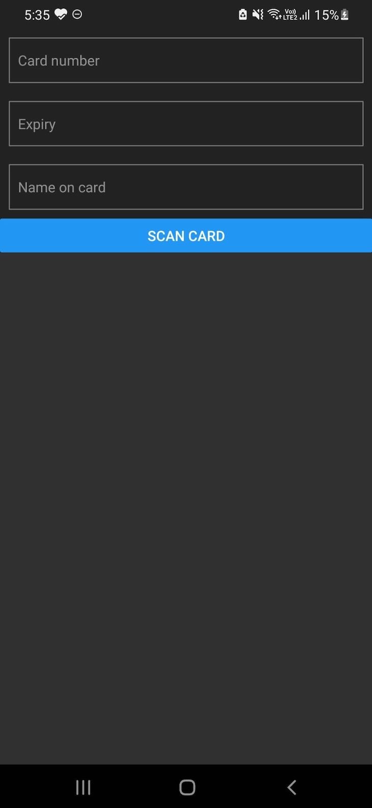 React Native Card Scanner App Layout