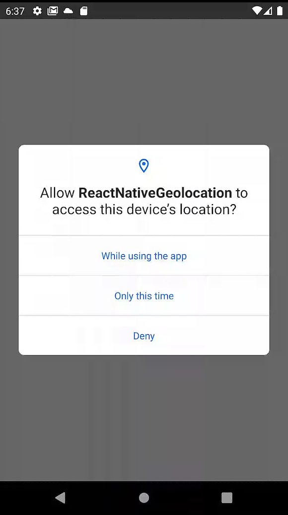 React Native Geolocation Get Location Popup