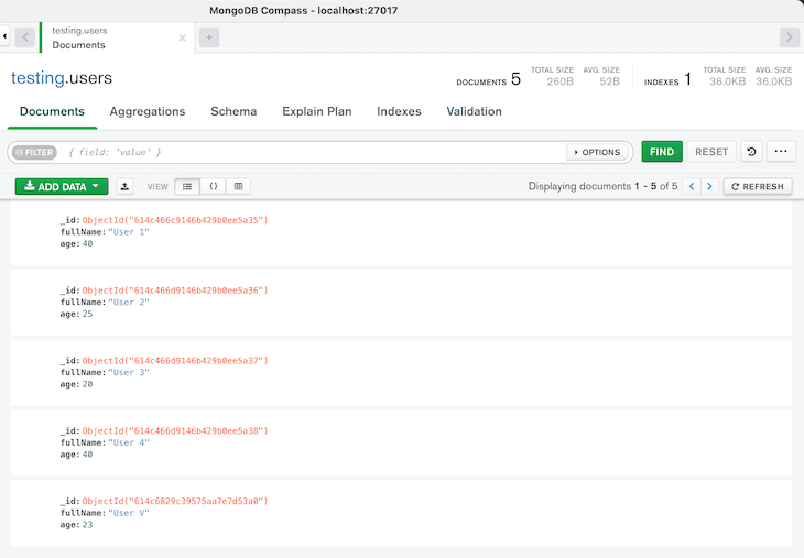 Result Of The Update Many Query In MongoDB Compass