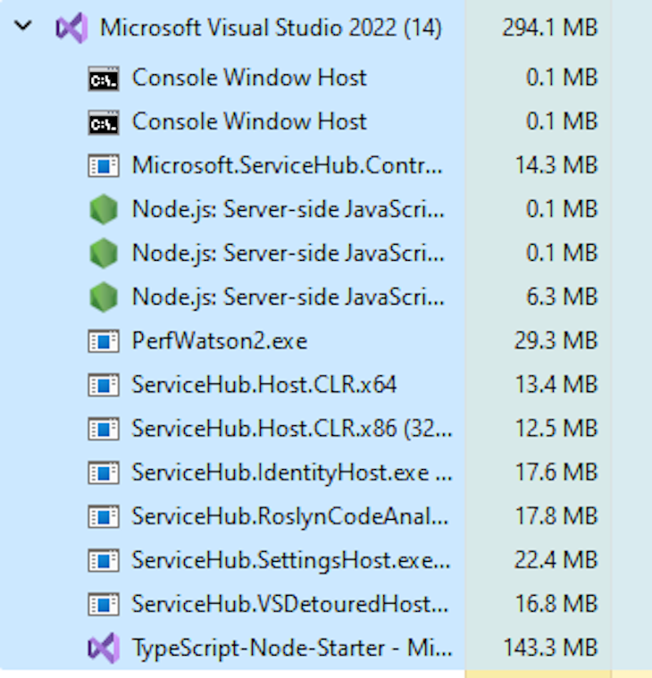 Visual Studio Memory Usage