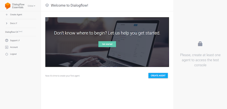 Welcome To Dialogflow Dashboard