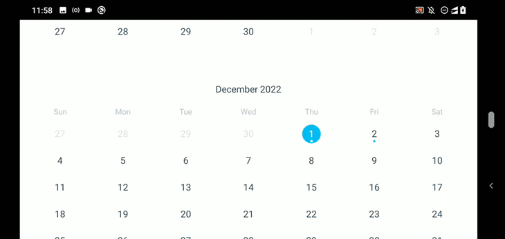 The Agenda component preview in Android