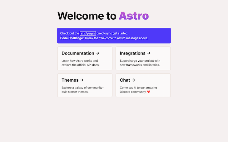 Astro Homepage In The Localhost Browser