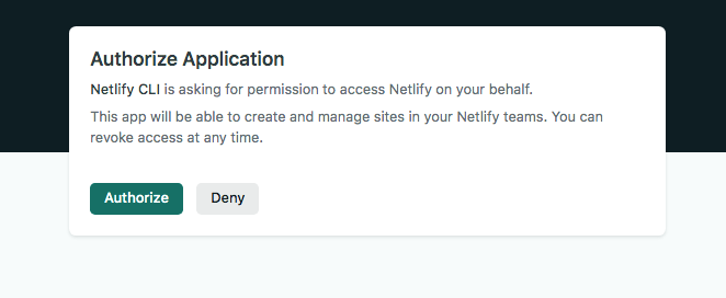 Authorize Application Netlify CLI