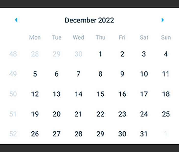 Changing the default first weekday and showing the week numbers