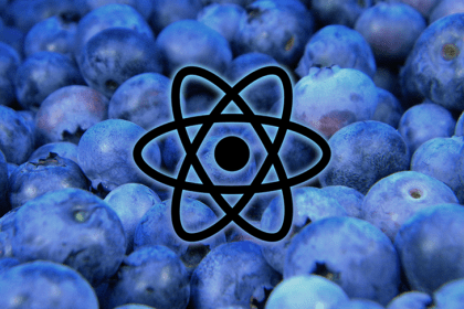 React Logo Over Blueberries