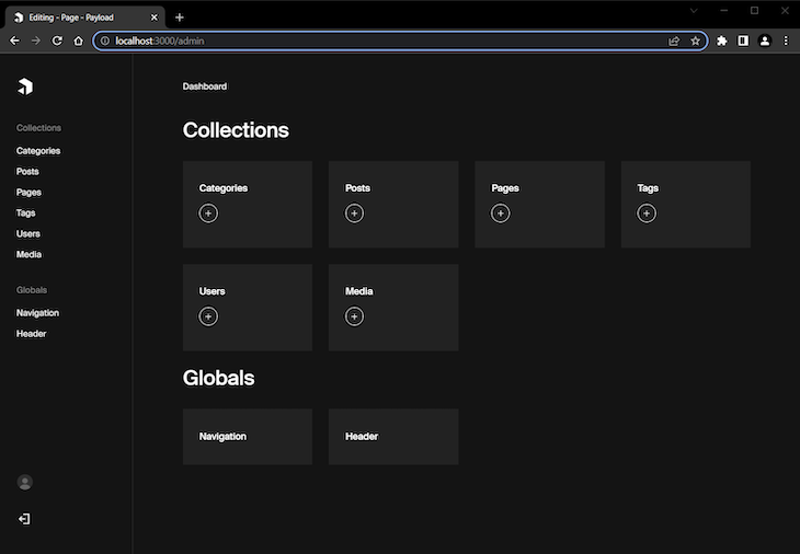 Final Payload Blog Admin Panel After Adding Users And Media Collections As Well As Navigation And Header Globals