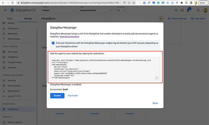 JavaScript Code Needed For Integration