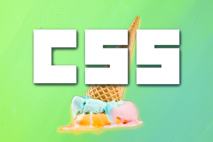 CSS Logo Over Dropped Ice Cream and Green Background