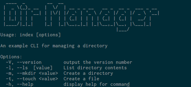 Screenshot of the CLI help page