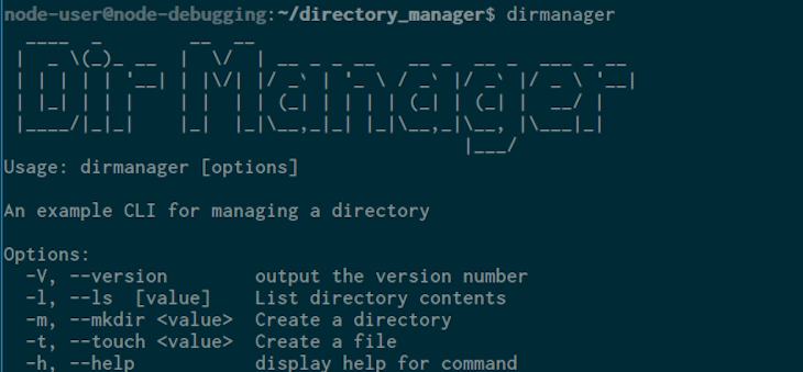 Screenshot of CLI after typing the CLI name in the terminal