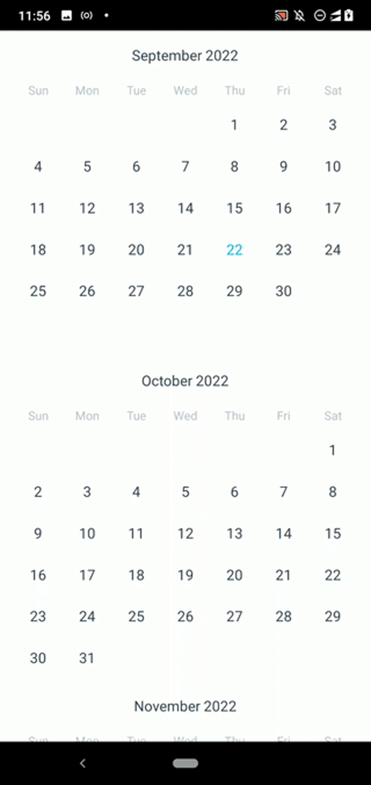 Using CalendarList to create a scrollable calendar