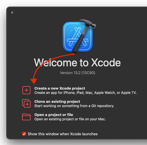 Welcome Xcode Screen