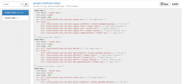 Copy Font Face Declarations CSS File